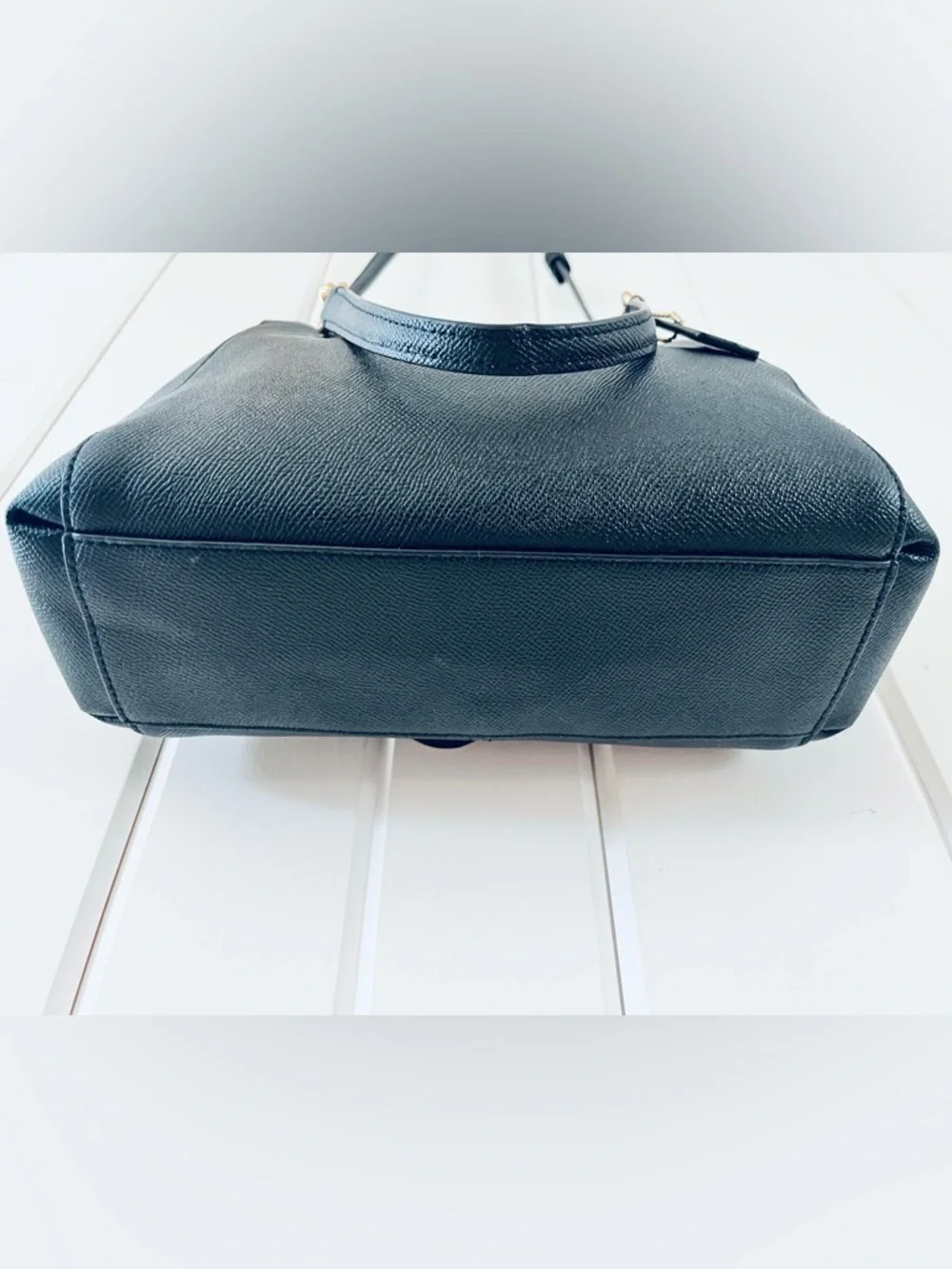 Coach Minetta Black Crossbody Crossgrain Leather Satchel - Picture 5 of 12